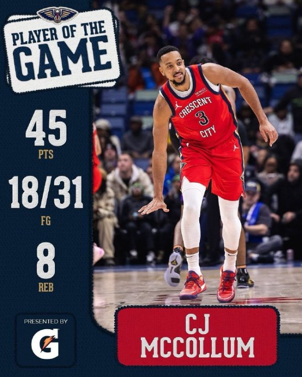 K彩官网注册 CJ45分鹈鹕险胜爵士4连胜 快船负公牛止4连胜