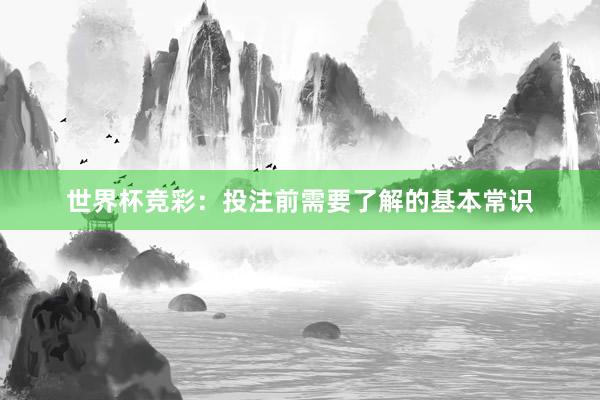 世界杯竞彩：投注前需要了解的基本常识