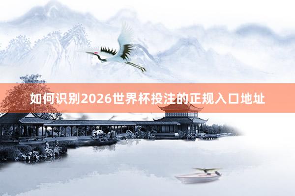 如何识别2026世界杯投注的正规入口地址